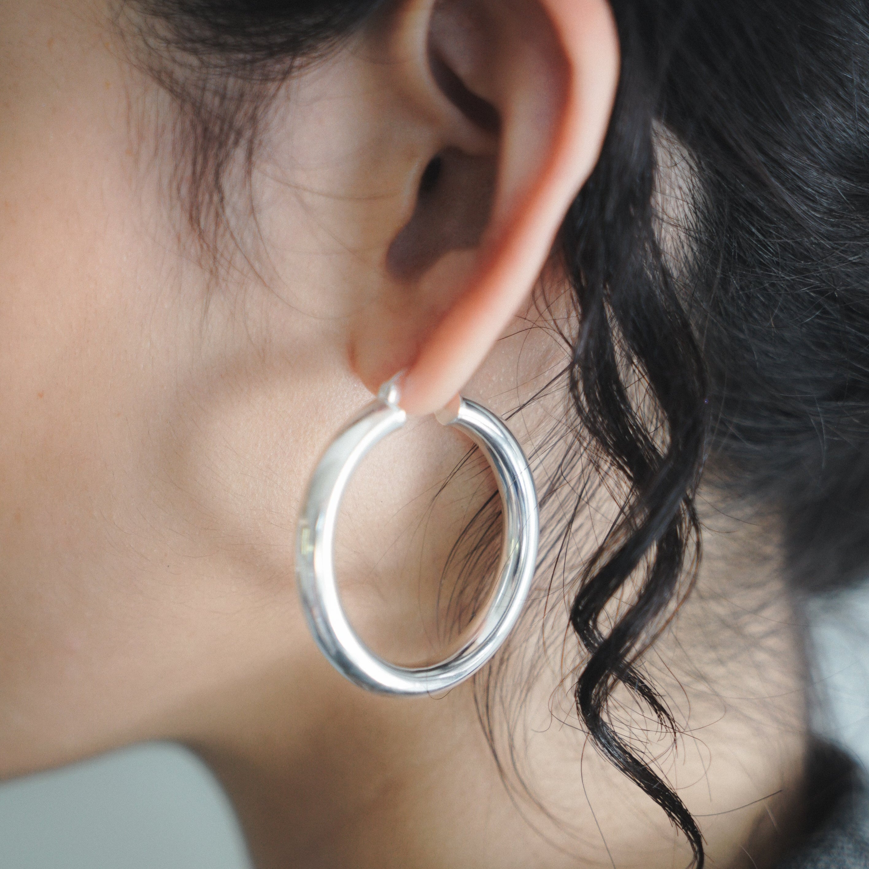 Chunky Silver Hoops