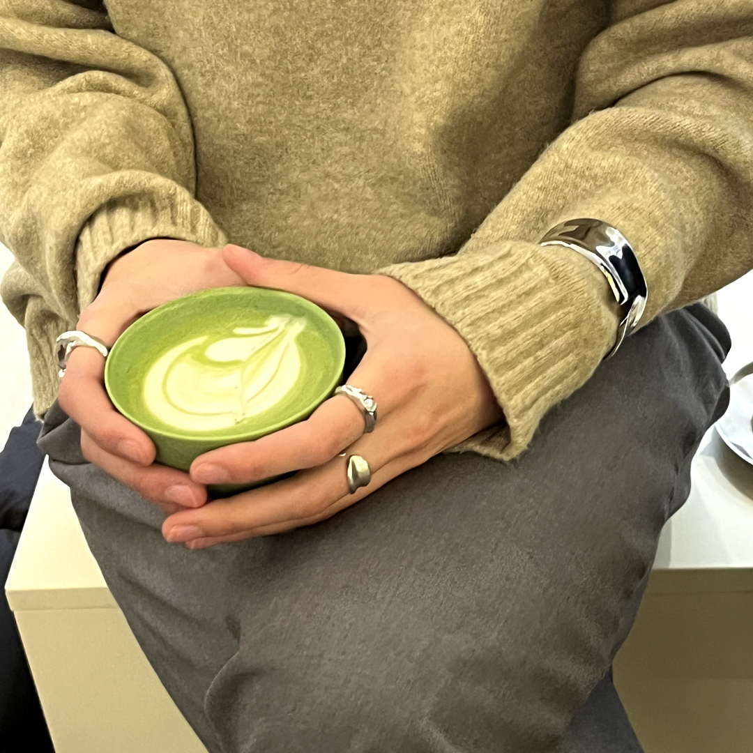 Matcha + silver stack = ultimate combo 💚🤍